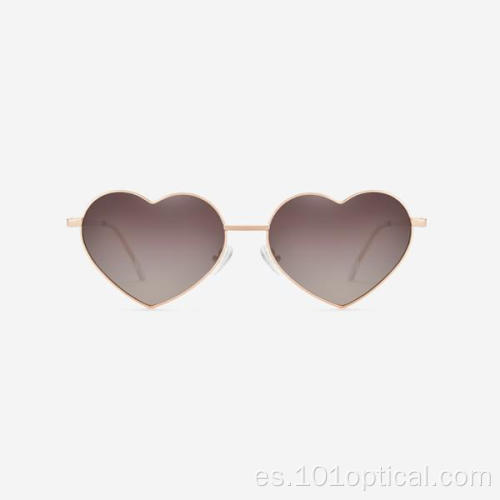 Gafas de sol de mujer angulares de metal con corazón